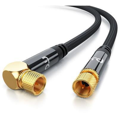 Primewire - hdtv Satellitenkabel gewinkelt mit Braiding - 135Db - 75 Ohm - Stoffummantelung - 3 m Image
