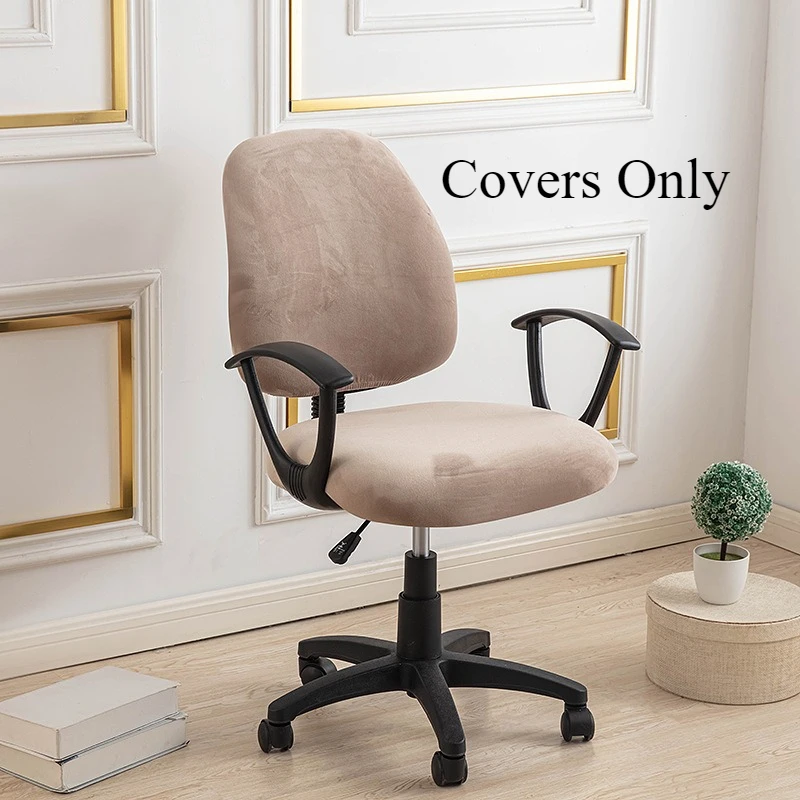 Universal Split Sitzbezug Home Office Computer Stuhl Abdeckung Stretch Anti-staub Weiche Samt Sessel Schonbezug Sitz Schutz Fall Image
