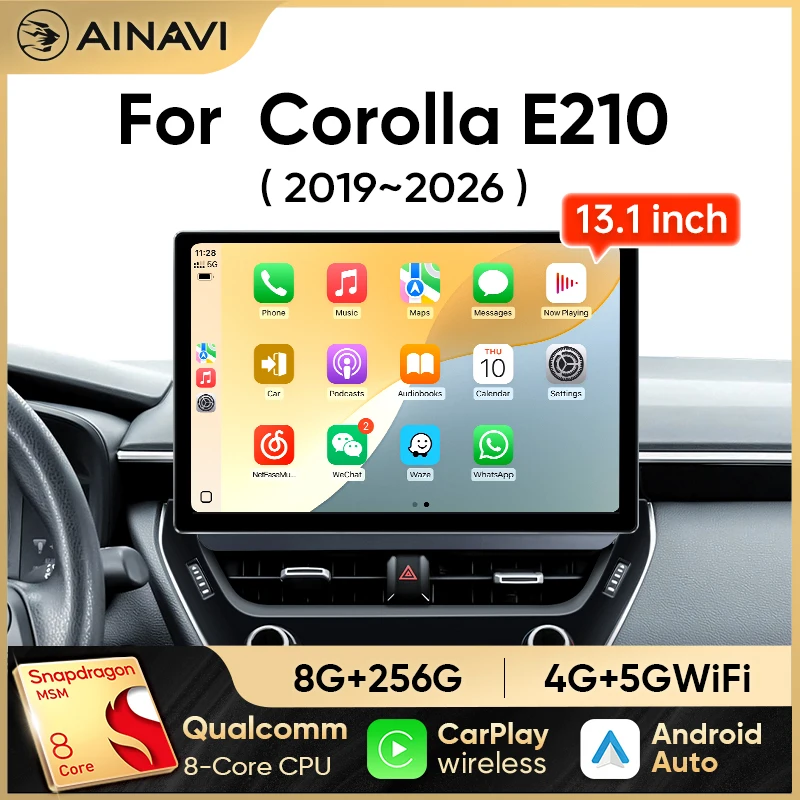 Ainavi Auto Multimedia Für Toyota Corolla 2019-2026 Auto Radio E210 Drahtlose Carplay Android Auto 4G Großen Bildschirm DSP Audio GPS HDMI Image