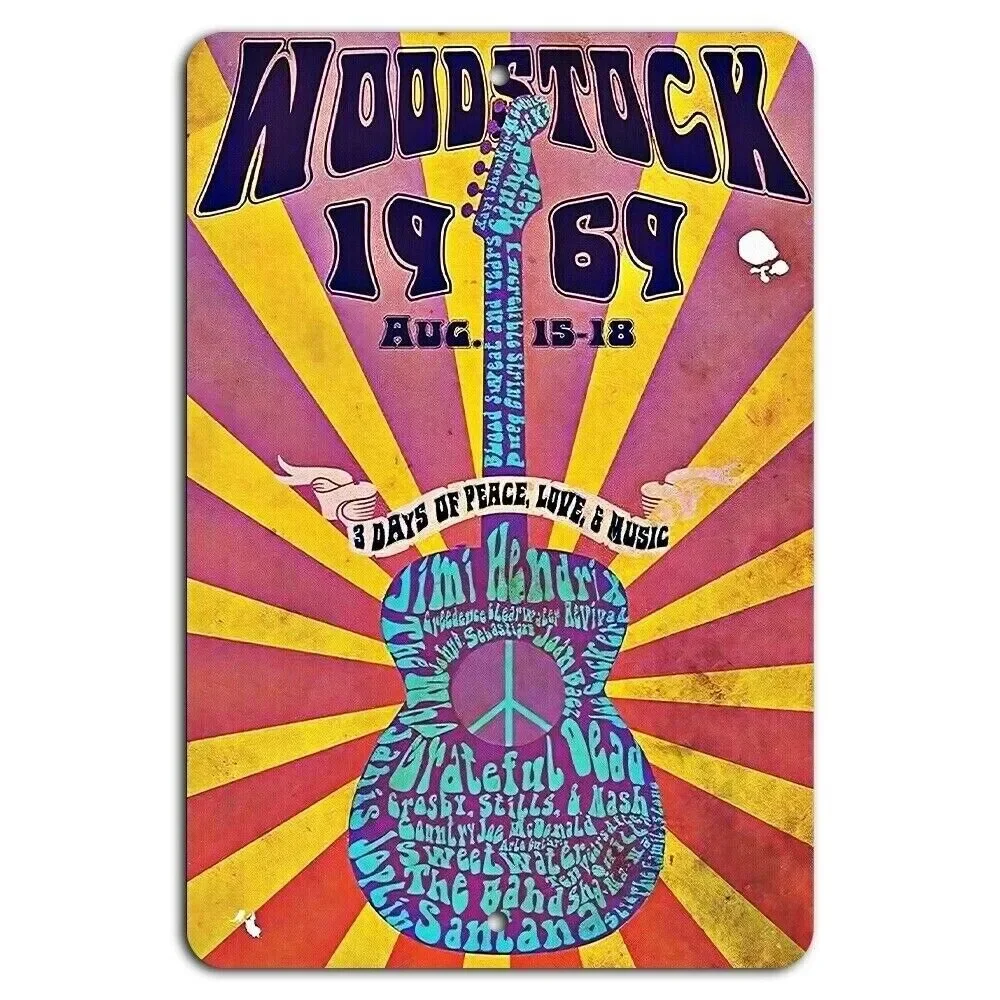 Authentisches Woodstock 1969-Schild – Vintage-Musikfestival-Dekoration – Hippie-Kultur-Relikt