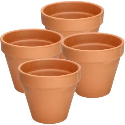 Set mit 4 Terrakotta-Blumentöpfen – 15 cm – mit Rand – für drinnen und Garten Image