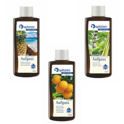 Spitzner - Saunaaufguss 3 Düfte Ananas Kokos Orange Zitronengras mit je 190 ml Image