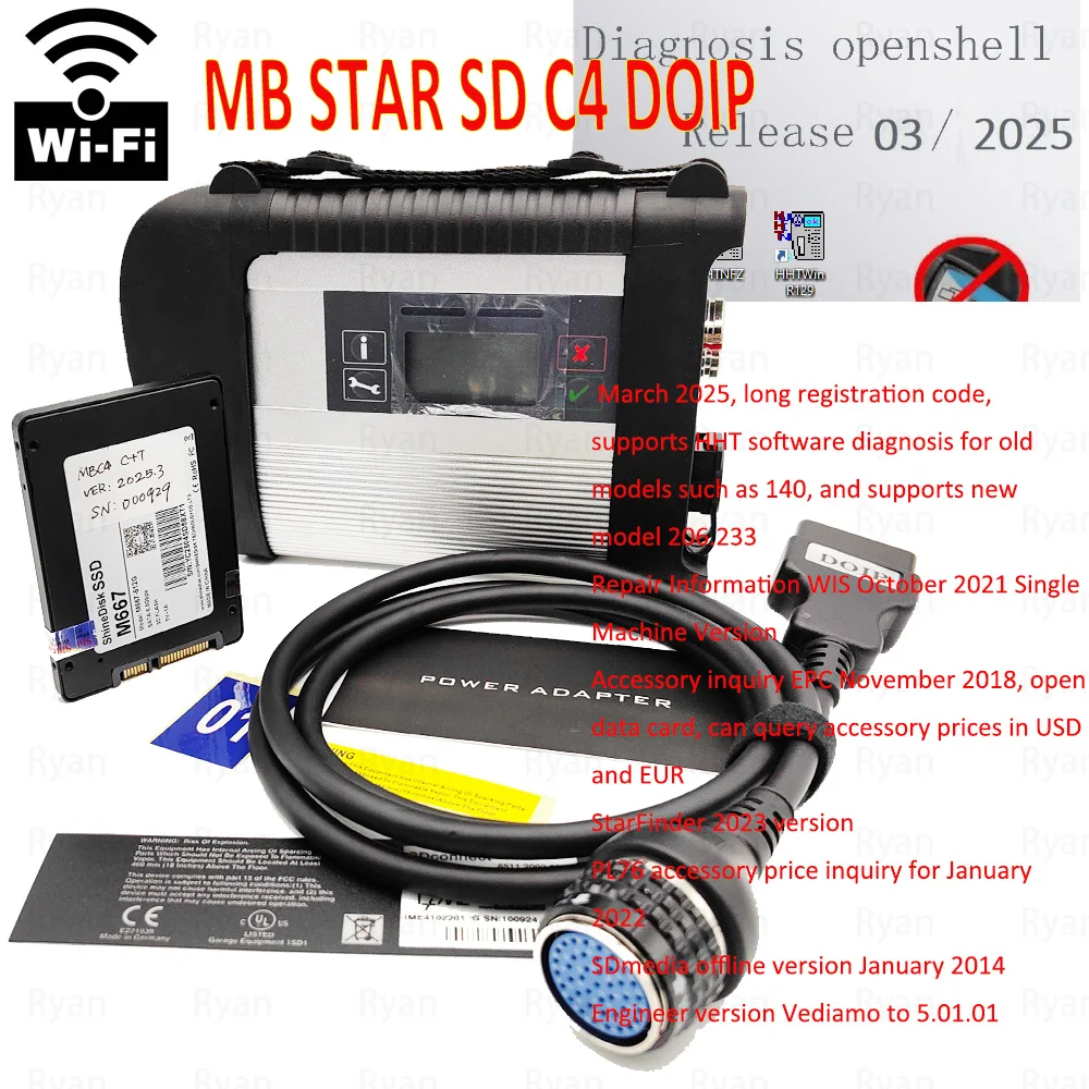 Neue MB Star C4 SSD 2025.3 Optional SD Connect C4 DOIP Kabel WiFi C4 Multiplexer Auto Diagnose Für Benz Auto Lkw Busse Scanner Image
