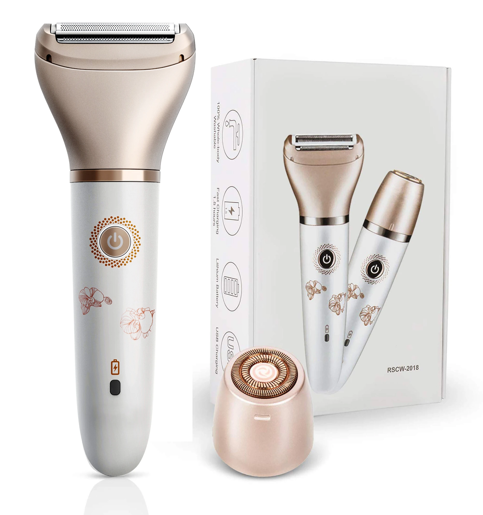 Hatteker 2-in-1-Epilierer für Frauen, elektrische Haarentfernungsmaschine, Epilierer, kabelloser Bikini-Bein-Haarschneider, wasserdichte Pflege Image
