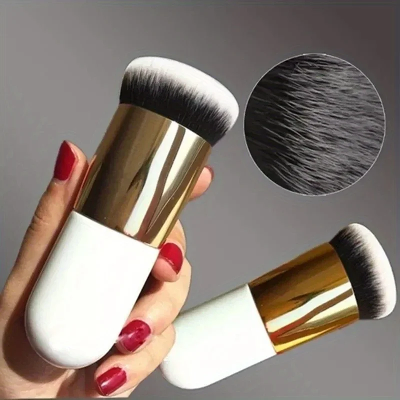 Neue Mode Chubby Pier Foundation Pinsel Flache Creme Make-Up Pinsel Professionelle Kosmetik Pinsel Highlight Pinsel Lose Pulver Brus Image