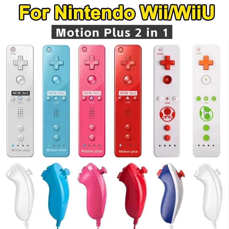 2-in-1-Controller für Nintendo Wii Consloe Optional Motion Plus Wireless Remote Gamepad Joystick mit Silikonhülle Spielzubehör Image
