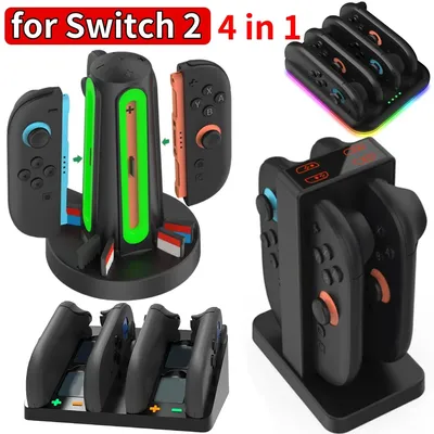 Controller Charger Dock for Nintendo Switch 2 Joycons Charging Stand Station for Nintendo Switch Accessories Support 4 Joy-con