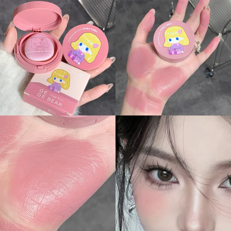 Tee-Pfirsich-Luftpolster-Rouge, nacktes Make-up verbessert den Teint auf natürliche Weise, monochromes, mattes, lebendiges Farbkontur-Rouge-Rouge Image