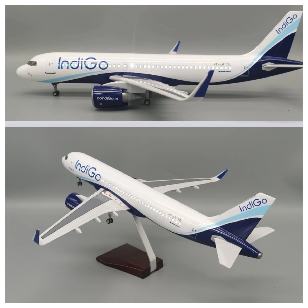 47 cm Airbus A320 Indian Indigo Airlines Modellflugzeug im Maßstab 1:80 Flugzeugspielzeugflugzeuge mit Rädern und Lichtern als Sammlungsgeschenk Image