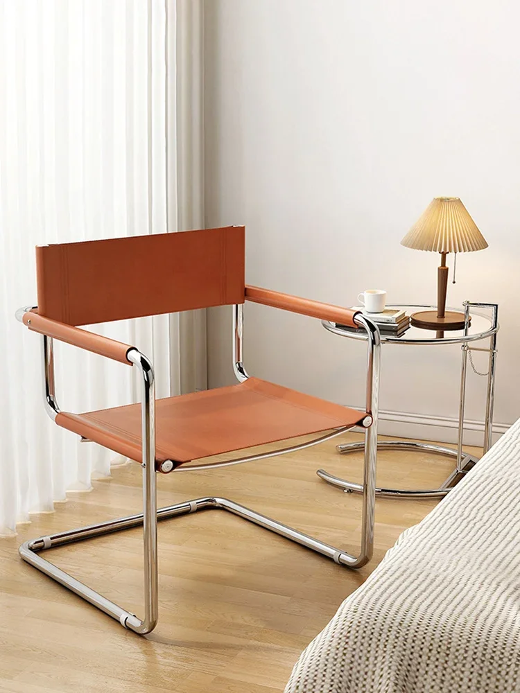 Nordic leder Kaffee Stuhl Hause Möbel Edelstahl Esszimmer Hocker Metall Sessel Kreative Büro Möbel Computer Stühle