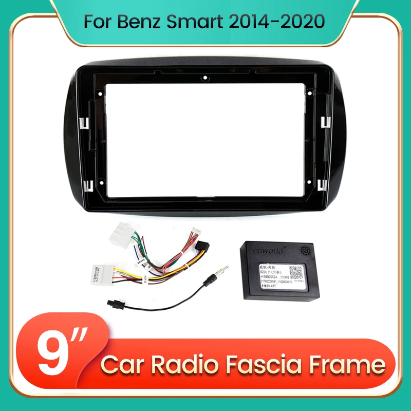 9-Zoll-Autoradio-Armaturenbrett-Panel-Rahmen für Mercedes Benz Smart Fortwo 3 C453 A453 W453 2014–2020 Stromkabel Kabel CANBUS BOX Image