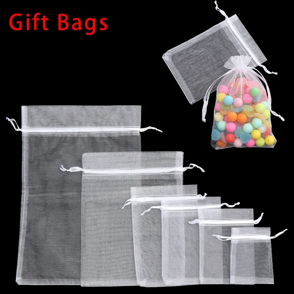 25 Teile/satz Organza Gaze Kordelzug Tasche Party Versorgung Weihnachten Gunsten Schmuck Verpackung Beutel Hochzeit Süßigkeiten Tasche Geschenk Taschen Image