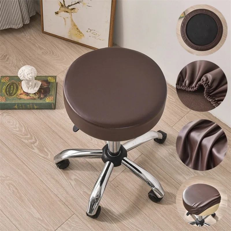 1pc Runde Werkzeug Abdeckung Wasserdichte PU Leder Staub-proof Sitz Abdeckung Barhocker Stuhl Abdeckung Reine Farbe Hause stuhl Möbel Schutz Image