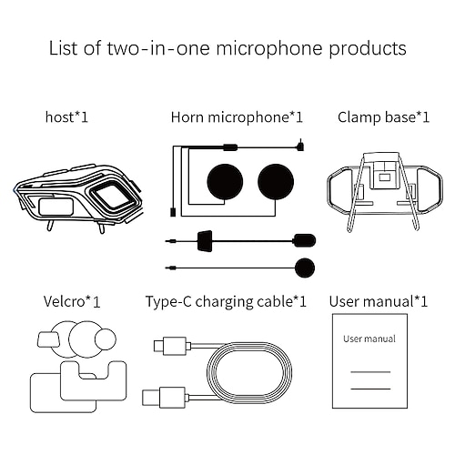 Auricolare Bluetooth per casco con luce LED, impermeabile IPX8, suono HD, assistente vocale, batteria a lunga durata, installazione staccabile - compatibile con caschi integrali e mezzi caschi