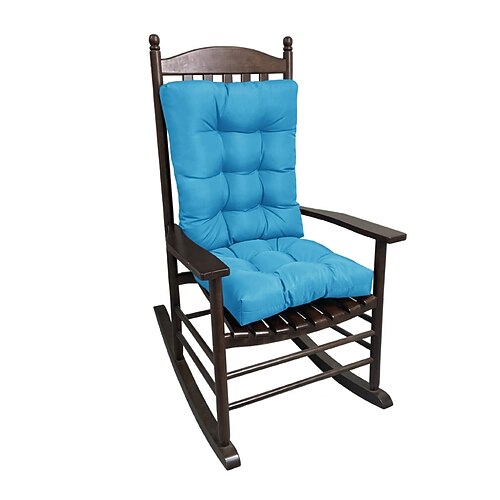 Schaukelstuhlkissen-Set für drinnen und draußen, getuftetes, wasserabweisendes Stuhlkissen, Schaukelstuhlpolster inklusive Sitzpolster Rückenkissen mit Bändern, Stuhlkissen mit hoher Rückenlehne für Image