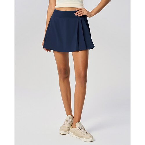 Damen Einfarbig Lässiger Rock Tennisröcke mit Shorts Plissiert Atmungsaktiv Tennis Golfspiel Pickleball Dunkelrosa Schwarz Weiß Tennisbekleidung Image