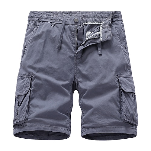 Herren Cargo-Shorts Shorts Sommershorts Kordelzug Elastischer Bund Mehrere Taschen Einfach Komfort tragbar Knielang Outdoor Sport Täglich Mode Lässig Schwarz Gelb Image
