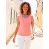 Shirttop CASUAL LOOKS, Damen, Gr. 54, rosa (flamingo), 95% Baumwolle, 5% Elasthan, unifarben, Rundhals, ohne Ärmel, Tops