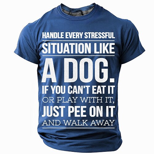 Herren Lustiges Hund Grafik T-Shirt - 'Stress bewältigen wie ein Hund' Humorvolles Lifestyle Zitat Tee Image
