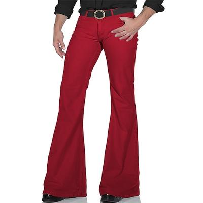 Retro Vintage 1970er Groovy Schlaghosen Hippie Disco Mittlere Hüfthöhe Einfarbig Herren Halloween Karneval Musikfestival Retro-Mottoparty Erwachsene Hose Image