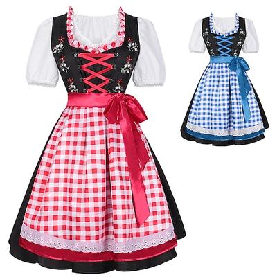 Karneval Oktoberfestbier Kostüm Kleid Dirndl Dienstmädchen Bayerisch Wiesn Damen Party Bier Festival Stoff im traditionellen Stil Image