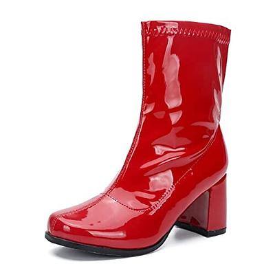 Retro Vintage 1970er Groovy Schuhe Gogo Stiefel Disco Lack-Latex glänzend Metallisch Damen Halloween Karneval Musikfestival Pride Parade Retro-Mottoparty Erwachsene Schuhe Image