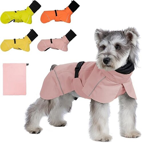 Hund Regenmantel Wasserdichter Regenponcho mit Kapuze Verstellbare Haustier Regenjacke mit Leinenöffnung für kleine und mittelgroße Hunde Image