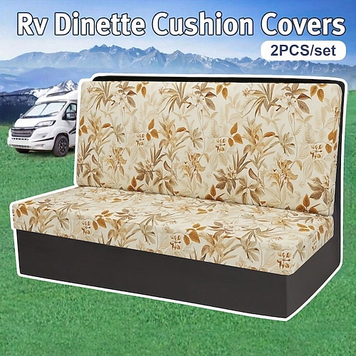 Kissenbezüge für die Wohnmobil-Essecke, bedruckte, ganzjährige Stretch-Kissenbezüge aus Milchseide für Wohnmobile – Schonbezug für Camping-Van-Sitz und Sofa für bequemen und dauerhaften Schutz Image