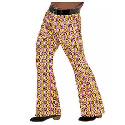 Retro Vintage 1970er Groovy Schlaghosen Disco Mittlere Hüfthöhe Psychedelisch Herren Halloween Karneval Urlaub Musikfestival Festival Erwachsene Hose Image