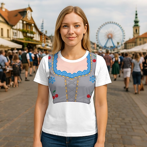 T-Shirt Bayerisch München Deutsch Bayerisch Streetstyle T-Shirt Ärmel Grafik für Damen Erwachsene 3D-Druck für Oktoberfestbier Alltagstauglich Image