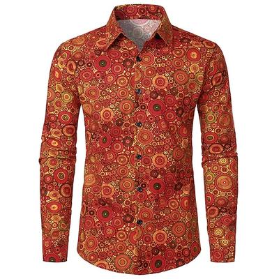 Retro Vintage 1970er Hemd Disco Geometrisch Herren Halloween Karneval Musikfestival Pride Parade Pride-Monat Erwachsene Hemd Image