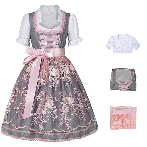 Oktoberfest Kleid Dirndlbluse Dienstmädchen Bayerisch Deutsch München Wiesn Mädchen Party Bier Festival Stoff im traditionellen Stil Image