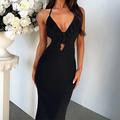 Damen Langes Kleid Maxikleid Freizeitkleid Cocktailkleid Mode elegante kleider Outdoor Party Ferien Normale Passform Einfach Ärmellos V Ausschnitt Schwarz Weiß Gelb Sommer