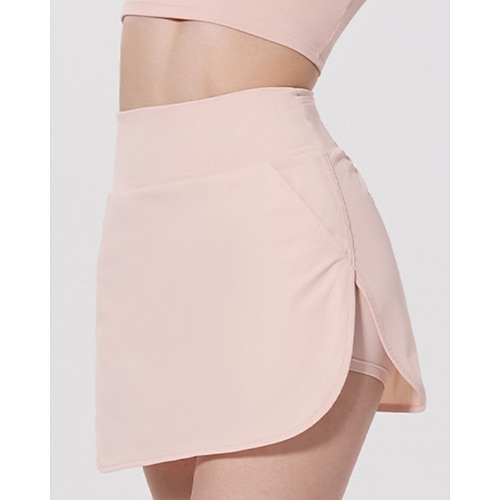 Damen Einfarbig Lässiger Rock Tennisröcke mit Shorts Tasche Geteilt UPF50 Atmungsaktiv Tennis Golfspiel Pickleball Schwarz Weiß Rosa Tennisbekleidung Image