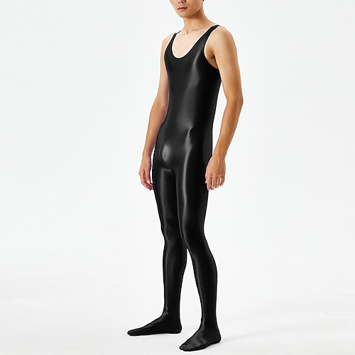 Catsuit Bodysuit Overall Glänzendes Finish Herren Shinny Lederfetisch Nasser Look Einfarbig Kostüm für Nachtclub Pride Parade Pride-Monat Halloween Karneval Erwachsene Image