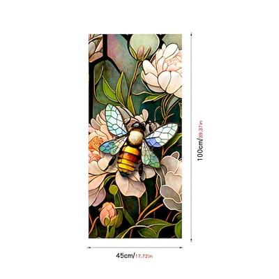 Retro-Fensteraufkleber mit Blumen und Vögeln, elektrostatischer PVC-Glasaufkleber, nicht klebend, entfernbar, zufälliges Farbmuster Image
