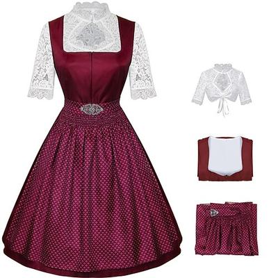 Karneval Oktoberfestbier Kostüm Kleid Dirndl Dienstmädchen Bayerisch Wiesn Damen Party Bier Festival Stoff im traditionellen Stil Image
