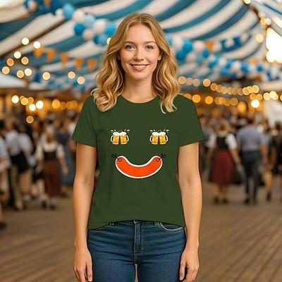Oktoberfest Bier T-Shirt Bayerisch München Deutsch Grafik Für Damen Erwachsene Oktoberfestbier Heißprägen Alltagstauglich Image