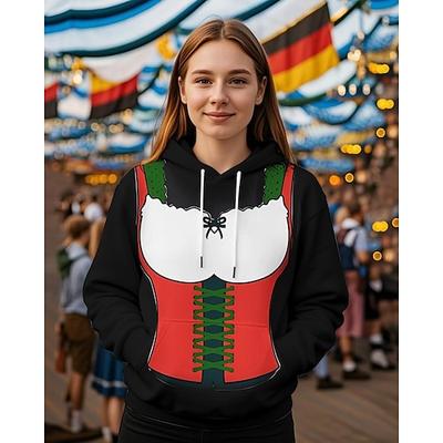 Oktoberfestbier Kapuzensweatshirt Druck Fronttasche Grafik Für Damen Erwachsene Karneval Oktoberfestbier 3D-Druck Urlaub Party Image