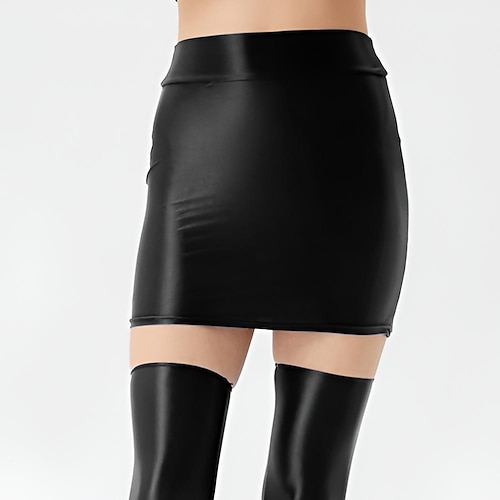 neonglänzender Mini-Bleistiftrock – hoch taillierter, figurbetonter Spandex-Rock für Halloween, Karneval, Pride Parade, Rave und Neon-Party Image