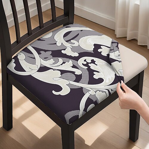 Sitzbezug für Esszimmerstühle, Stuhlbezug für Hocker, geometrisch bedruckte Polyester-Schonbezüge Image