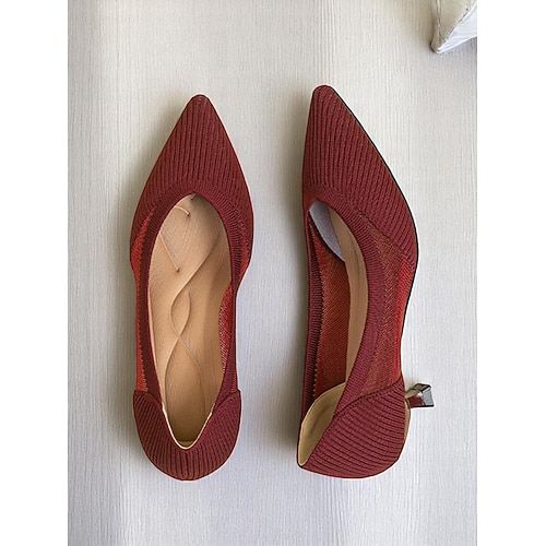 Damen-Pumps mit spitzer Zehenpartie und Kitten Heels aus Strick – leichte, atmungsaktive Büro-Pumps mit mittlerem Absatz, ideal für den täglichen Weg zur Arbeit, als Business-Kleidung, für Konferenzen und elegante Freizeit-Outfits Image