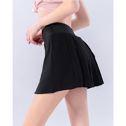 Damen Einfarbig Lässiger Rock Tennisröcke mit Shorts Plissiert Geteilt Schnelltrocknend Atmungsaktiv Tennis Golfspiel Pickleball Schwarz Weiß Blau Tennisbekleidung Image