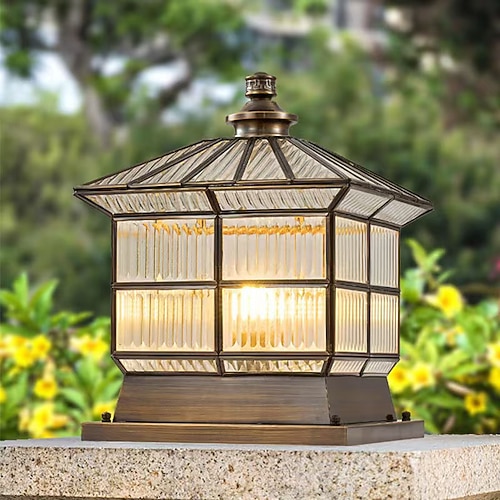 Moderne Außenpfostenleuchten für das Haus, Außenzaunsäulenleuchte mit Acrylschirm in Schwarz, wasserdichte quadratische Säulenleuchten im Außenbereich (IP65) für Veranda, Türrahmen, Vorgarten Image