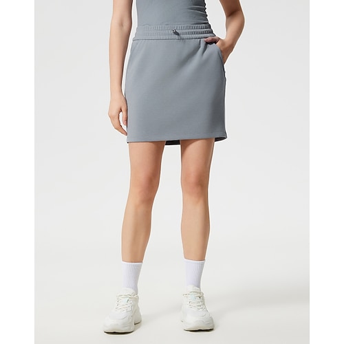 Damen Einfarbig Lässiger Rock Tennisröcke Kordelzug Feuchtigkeitsableitend Atmungsaktiv Tennis Golfspiel Pickleball Schwarz Weiß Rosa Tennisbekleidung Image