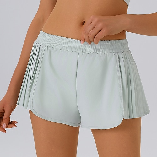 Damen Einfarbig Lässiger Rock Sportshorts Kurze Sporthose Tennishose Plissiert Feuchtigkeitsableitend Atmungsaktiv Tennis Golfspiel Pickleball Schwarz Rosa Dunkelmarine Tennisbekleidung Image