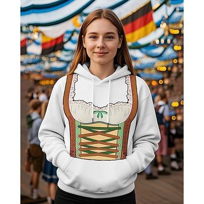 Oktoberfestbier Kapuzensweatshirt Druck Fronttasche Grafik Für Damen Erwachsene Karneval Oktoberfestbier 3D-Druck Urlaub Party Image