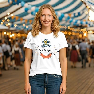 Oktoberfest Bier T-Shirt Bayerisch München Deutsch Grafik Für Damen Erwachsene Oktoberfestbier Heißprägen Alltagstauglich Image