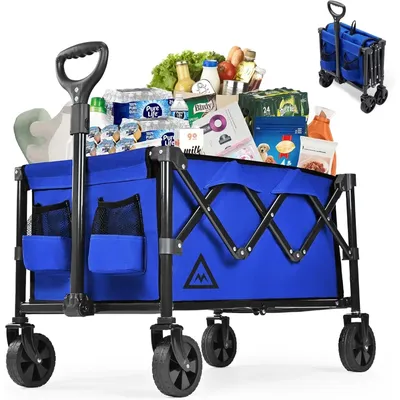 Garden Cart Shopping Foldable with Wheels Garden Outdoor Grocery Heavy Duty Utility All Terrain