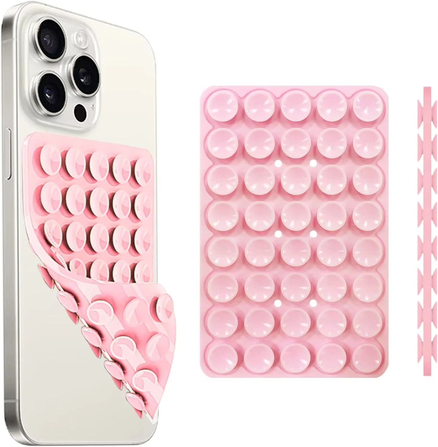 Double-Sided Suction Cup Phone Mount, Silicone Suction Phone Stand Phone Case Adhesive Sticky Phone Grip Hands-Free Phone Grip